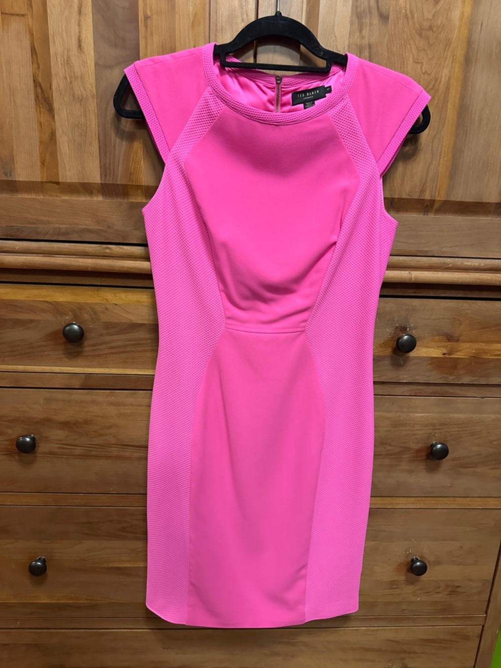 Ted Baker Neon Pink Cap-Sleeve Sheath Dress